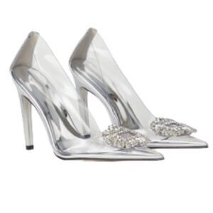 New GOOD AMERICAN CLEAR Silver Heels
